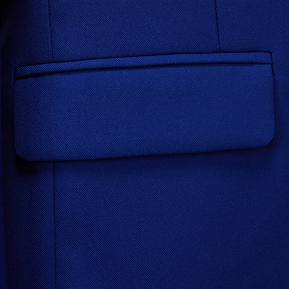 Men's Solid Color Double Breasted Business Suit Blue