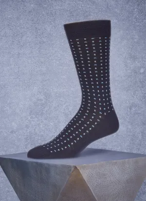 Merino Micro Paisley Sock in Navy