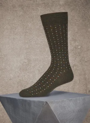 Merino Micro Paisley Sock in Olive
