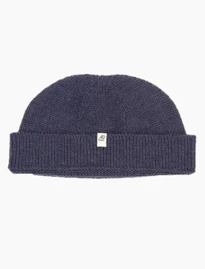 Navy Solid Wool Fisherman Beanie