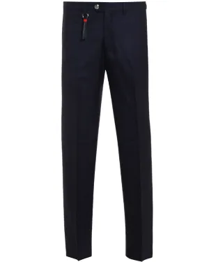 Navy Wool Checked Dress Pant