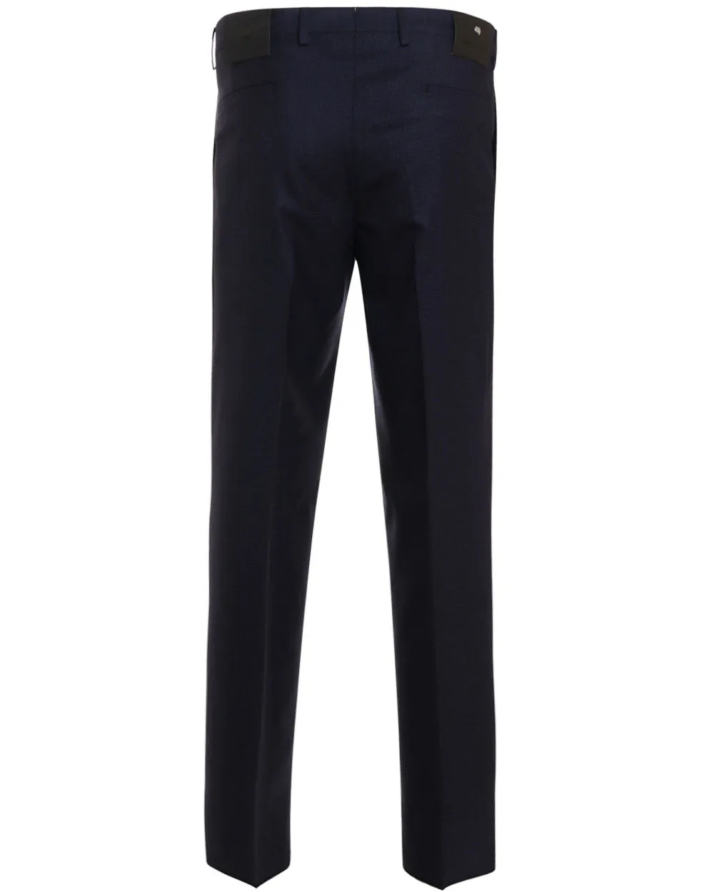 Navy Wool Checked Dress Pant