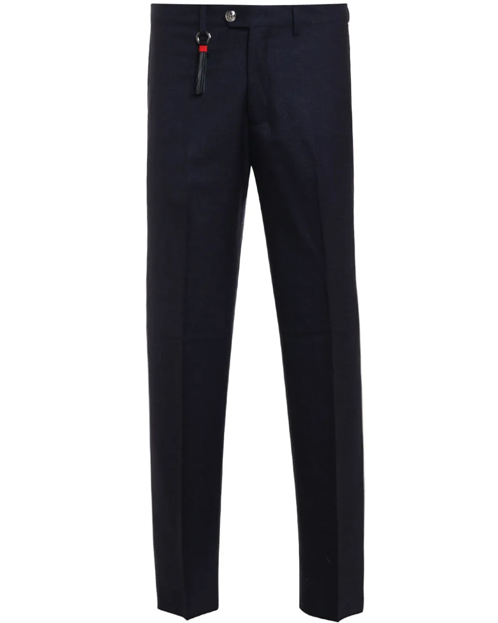 Navy Wool Checked Dress Pant