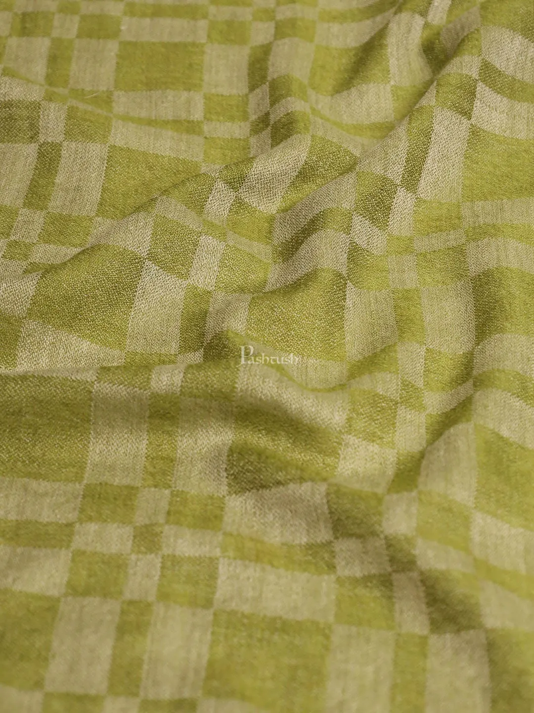 Pashtush womens Extra Fine Wool Stole, extra fine wool design, Green