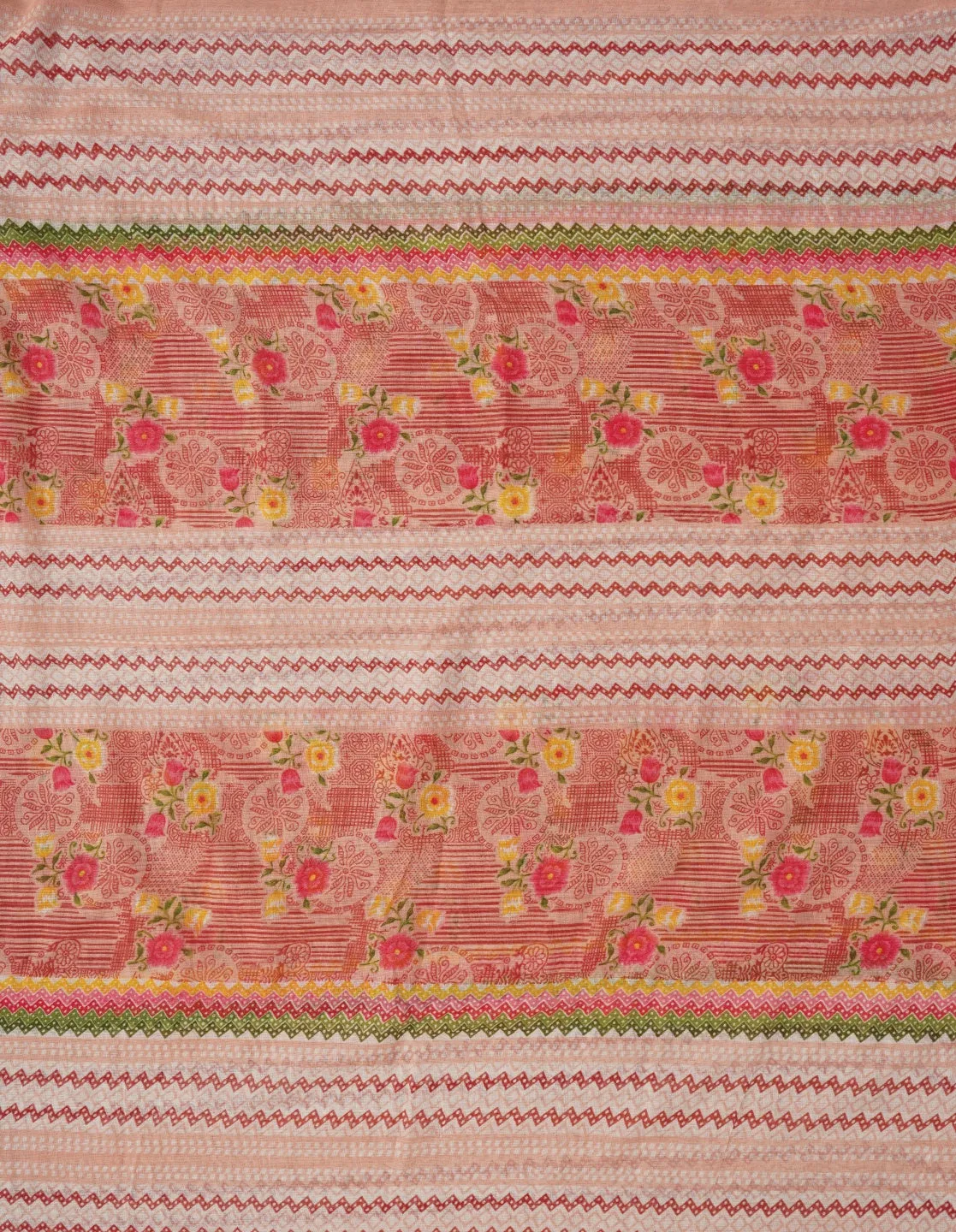 Pink Unstitched Embroidered Cotton Dress Material With Dupatta