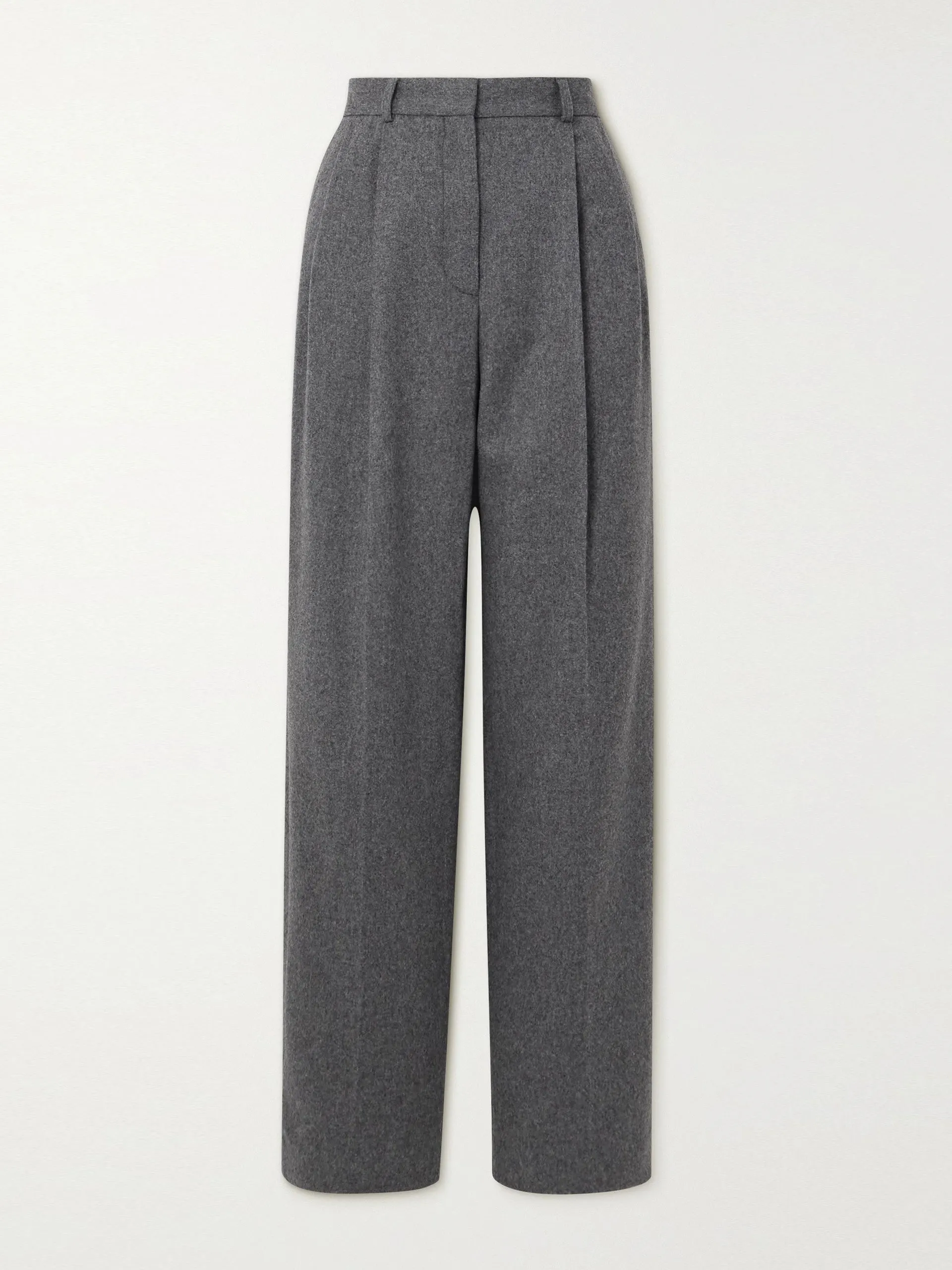 Pleated recycled wool-blend straight-leg pants
