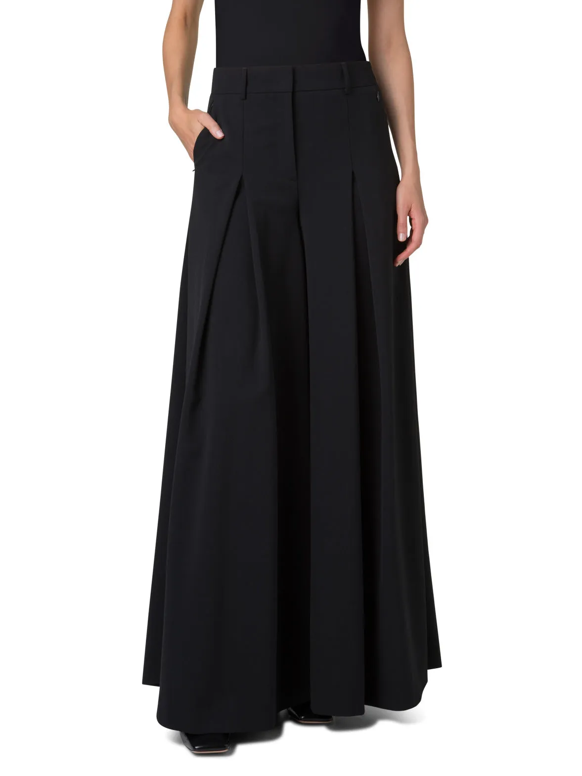 Pleated Wide Leg Pants in Wool