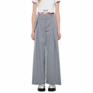 Pleated Wide-Leg Trousers in Grey