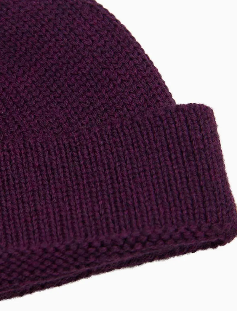Plum Solid Wool Fisherman Beanie