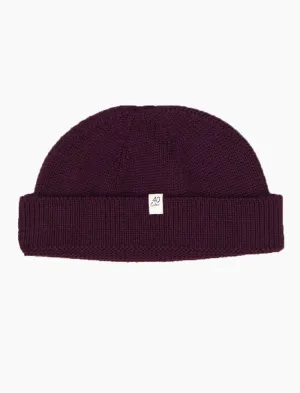Plum Solid Wool Fisherman Beanie