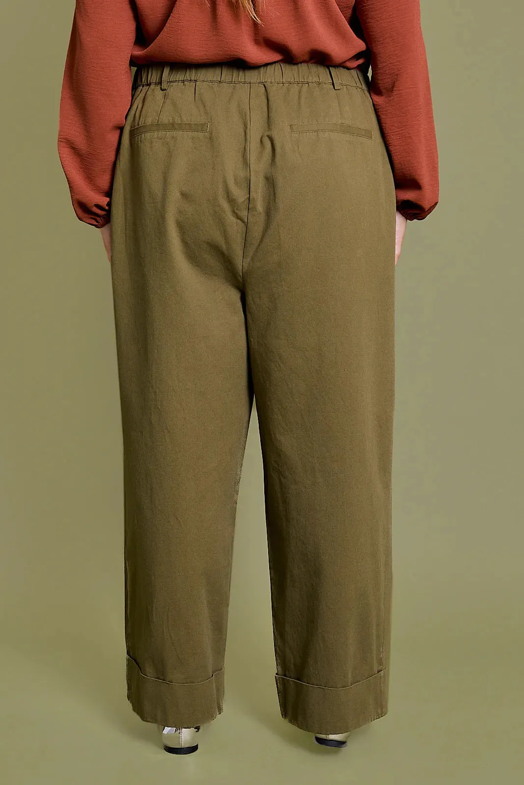 Plus Size Cotton Side Pocket Slacks Dress Pants