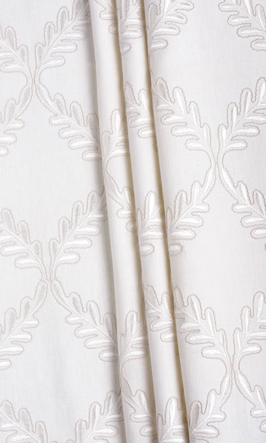 'Polar Heights' Poly-Linen Embroidered Blinds (White/ Cream)