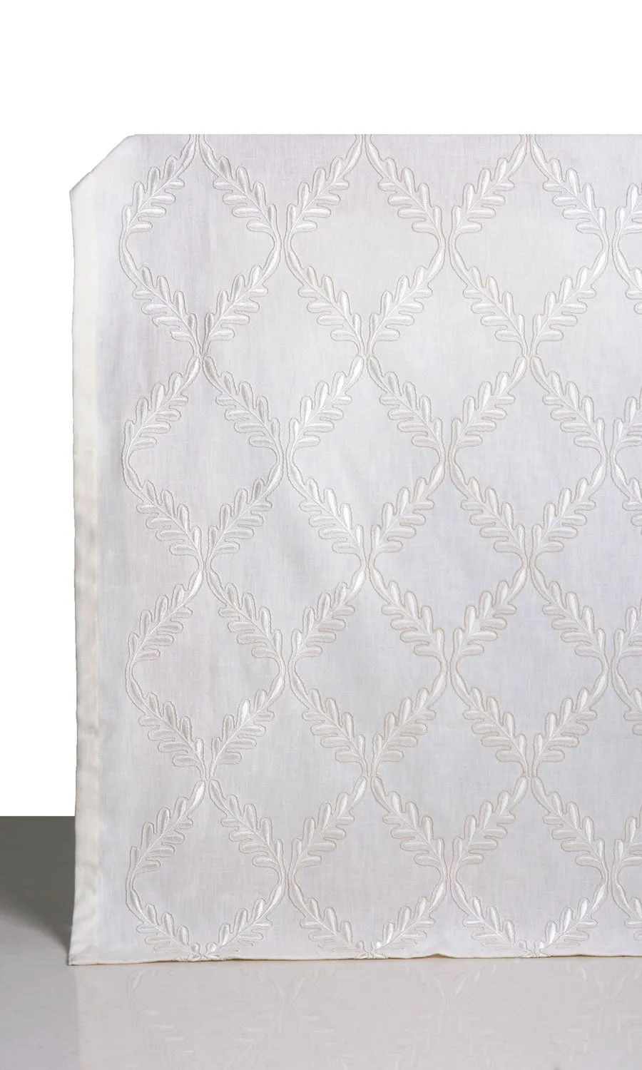 'Polar Heights' Poly-Linen Embroidered Blinds (White/ Cream)