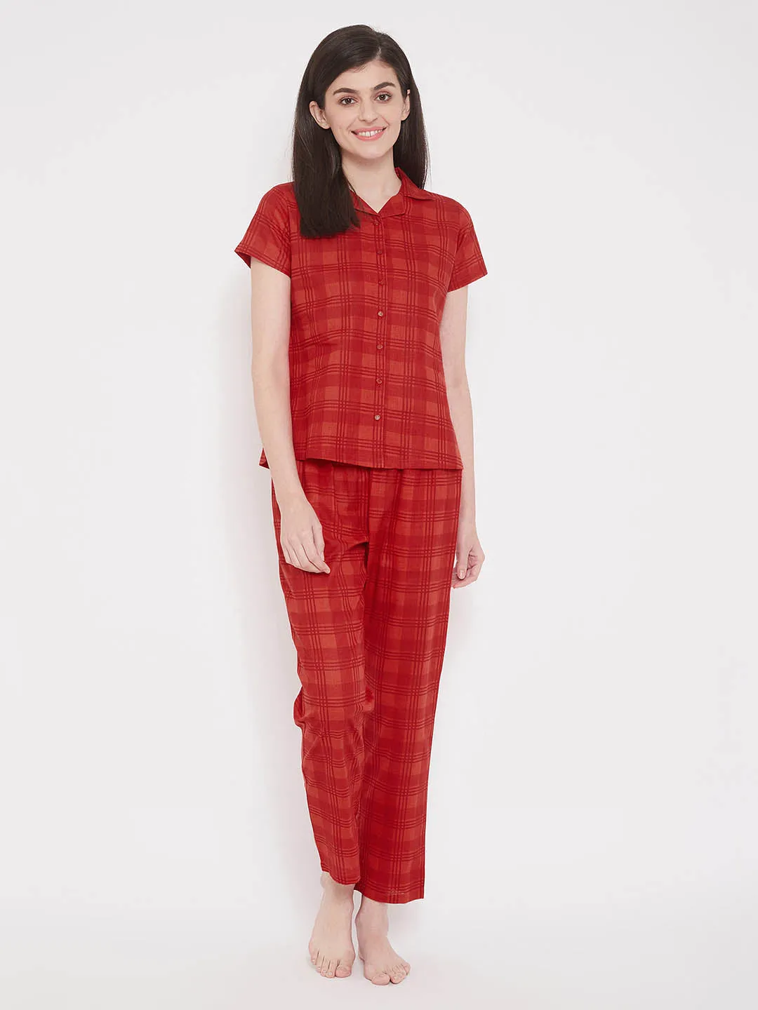 Red Classic Checks Shirt & Pyjama