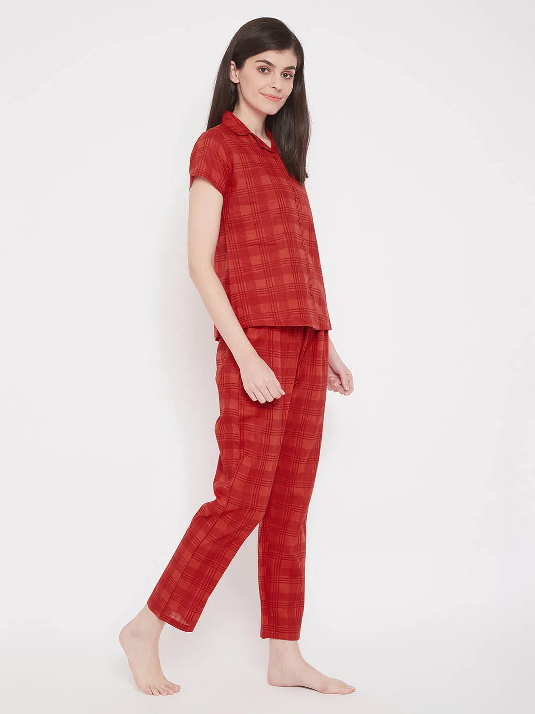 Red Classic Checks Shirt & Pyjama