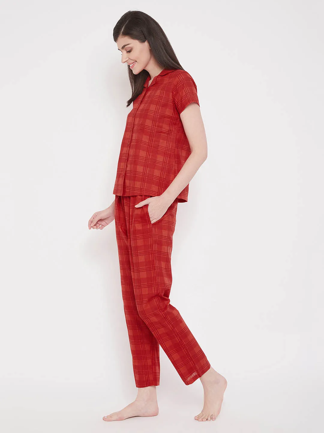 Red Classic Checks Shirt & Pyjama