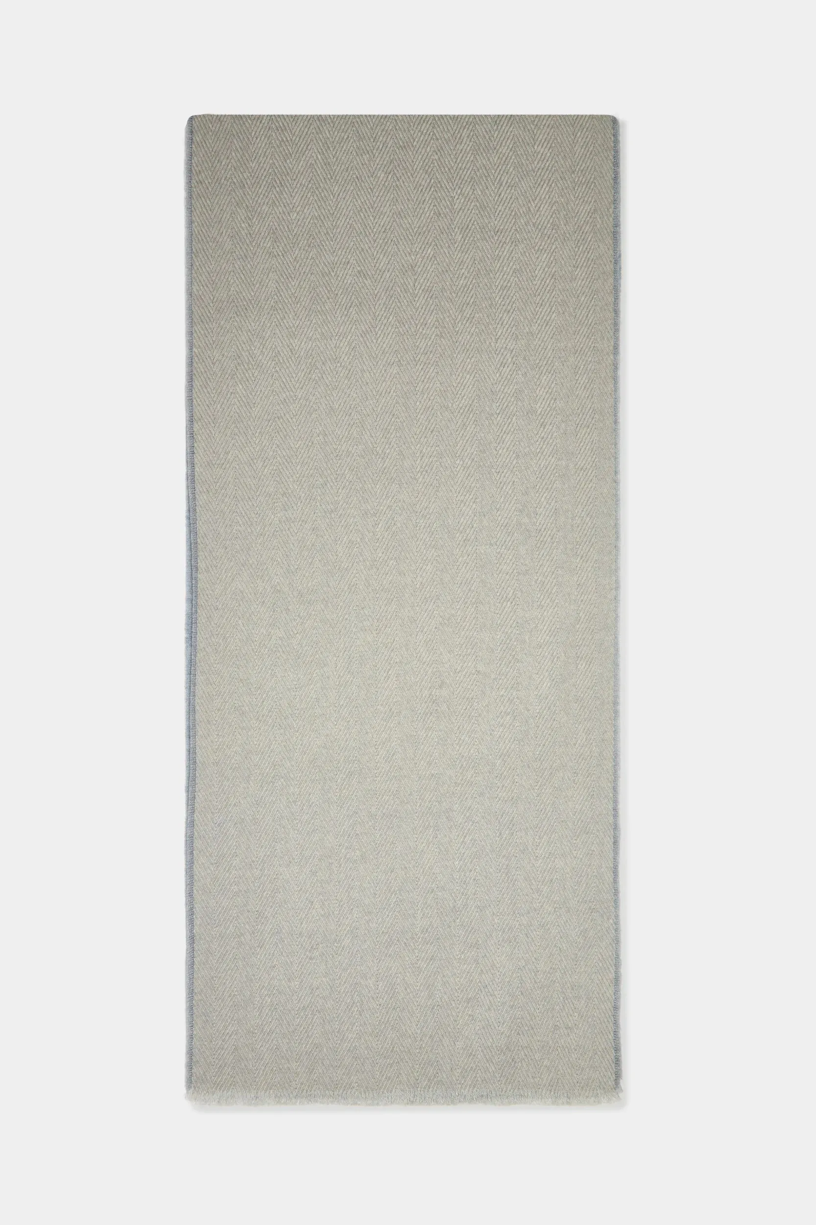 Sand and light blue reversible herringbone scarf - Made in Italy