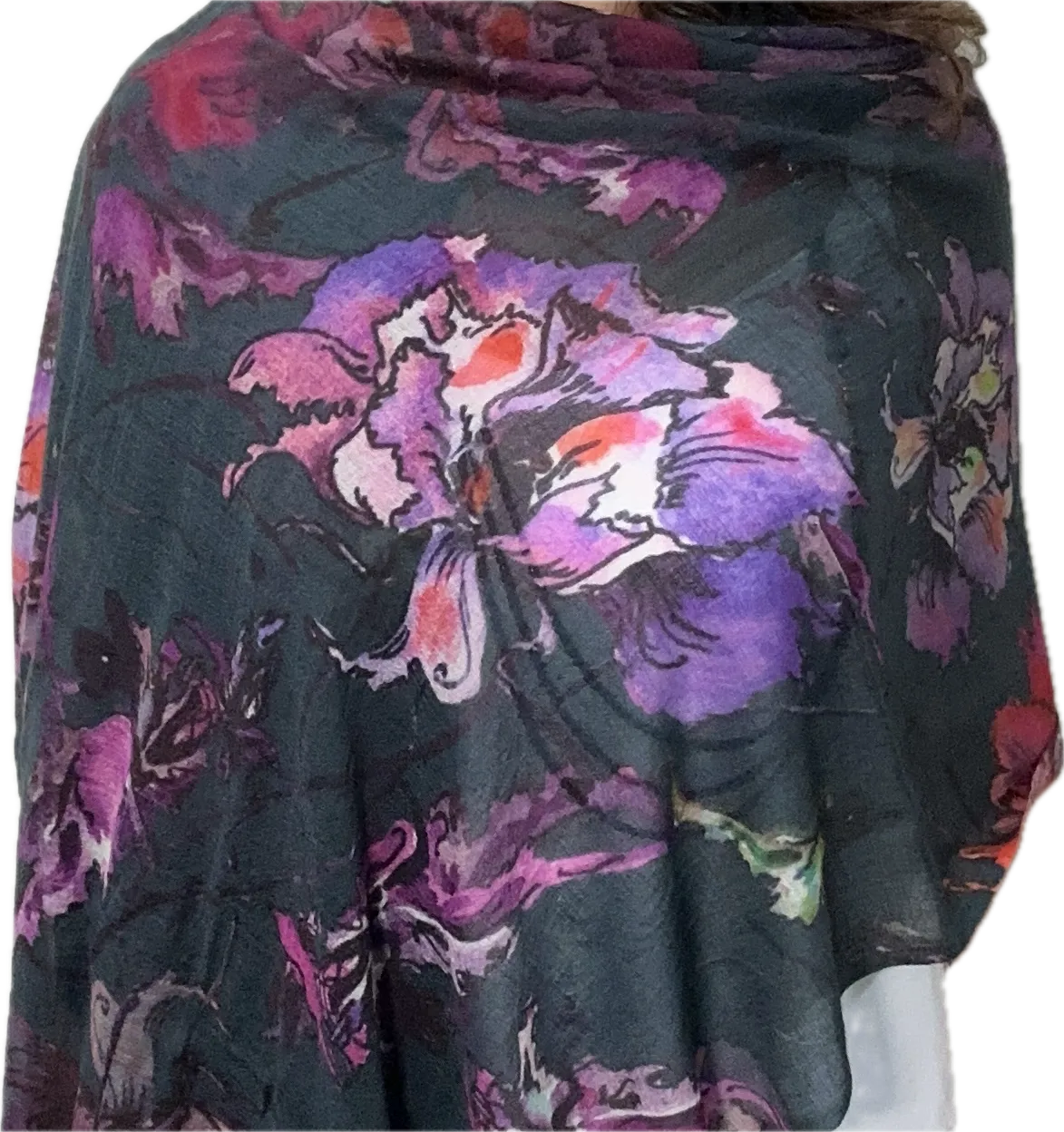 Scarf - Fine Wool - Purple On Midnight