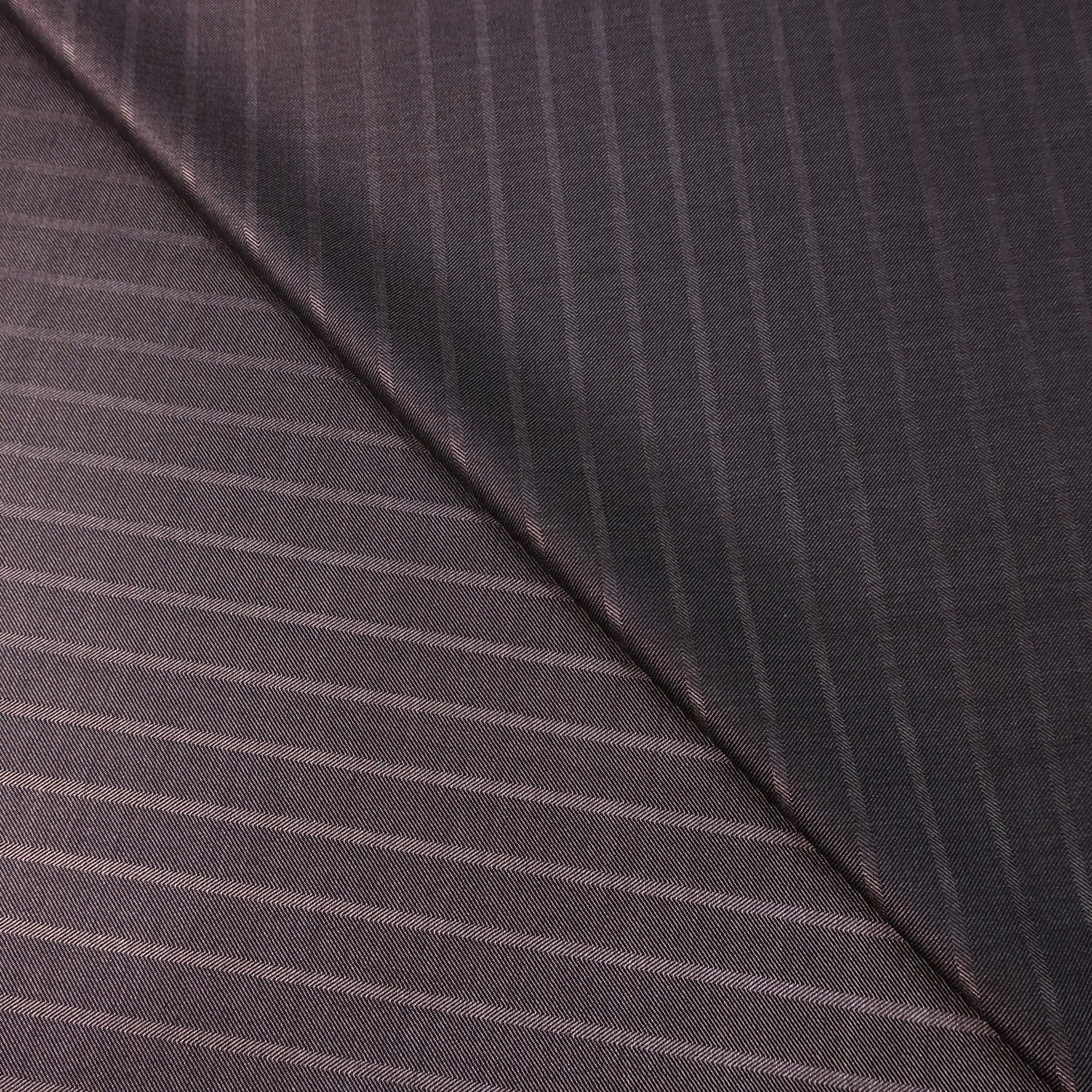 Shiny Gray Herringbone Stripes Lana e Seta Ariston Fabric