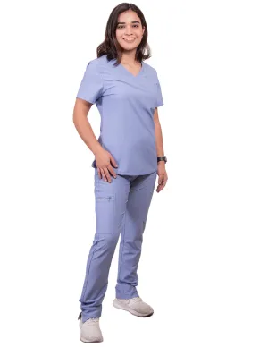 simply-scrubs Women's 8 pocket Cargo Set - Sky Blue