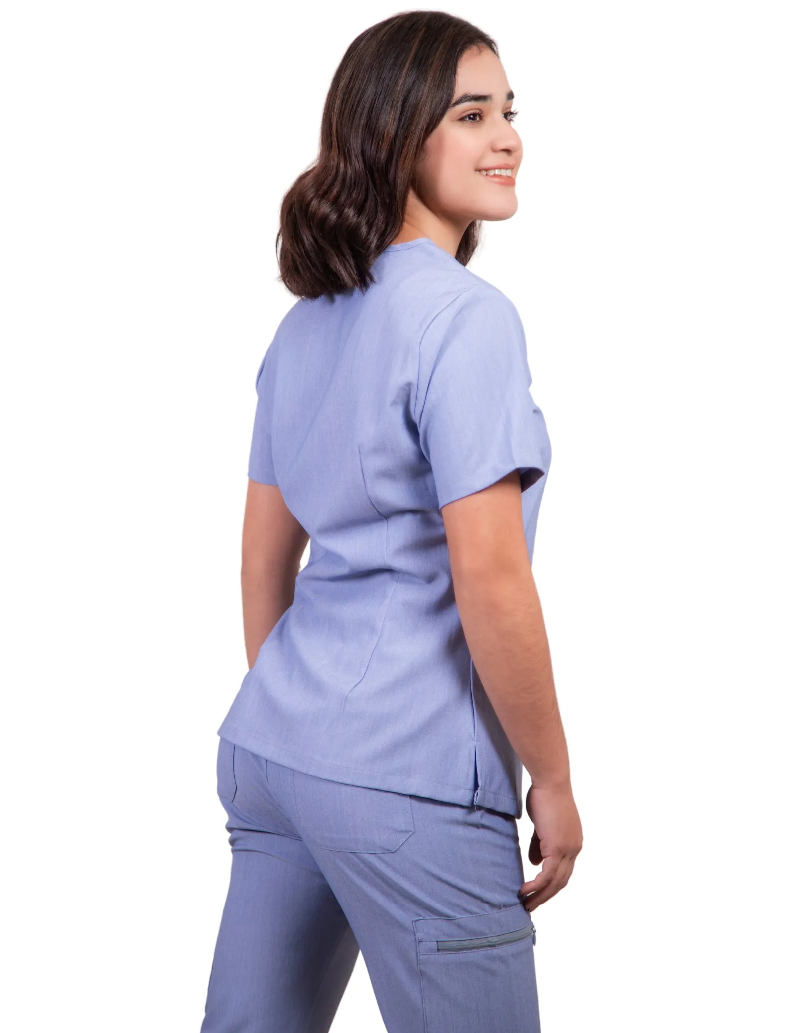 simply-scrubs Women's 8 pocket Cargo Set - Sky Blue