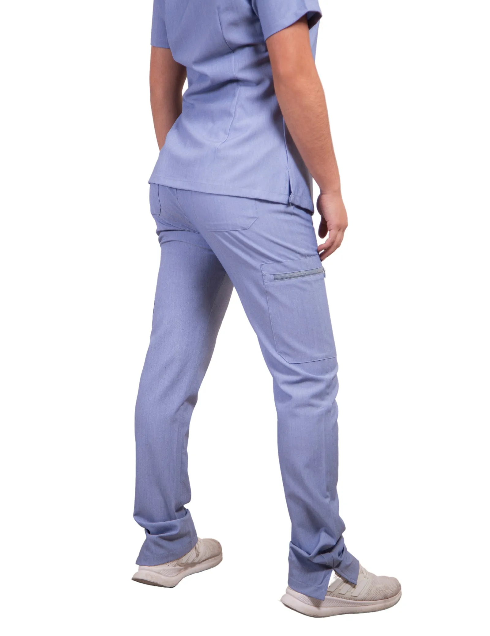 simply-scrubs Women's 8 pocket Cargo Set - Sky Blue