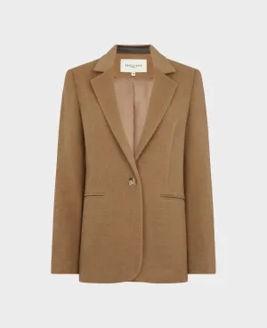 Single Breasted Wool Blend Longline Jacket