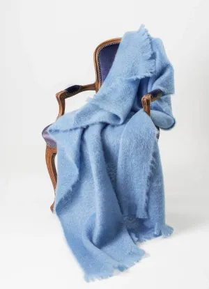 Sky Blue Mohair Throw Blanket