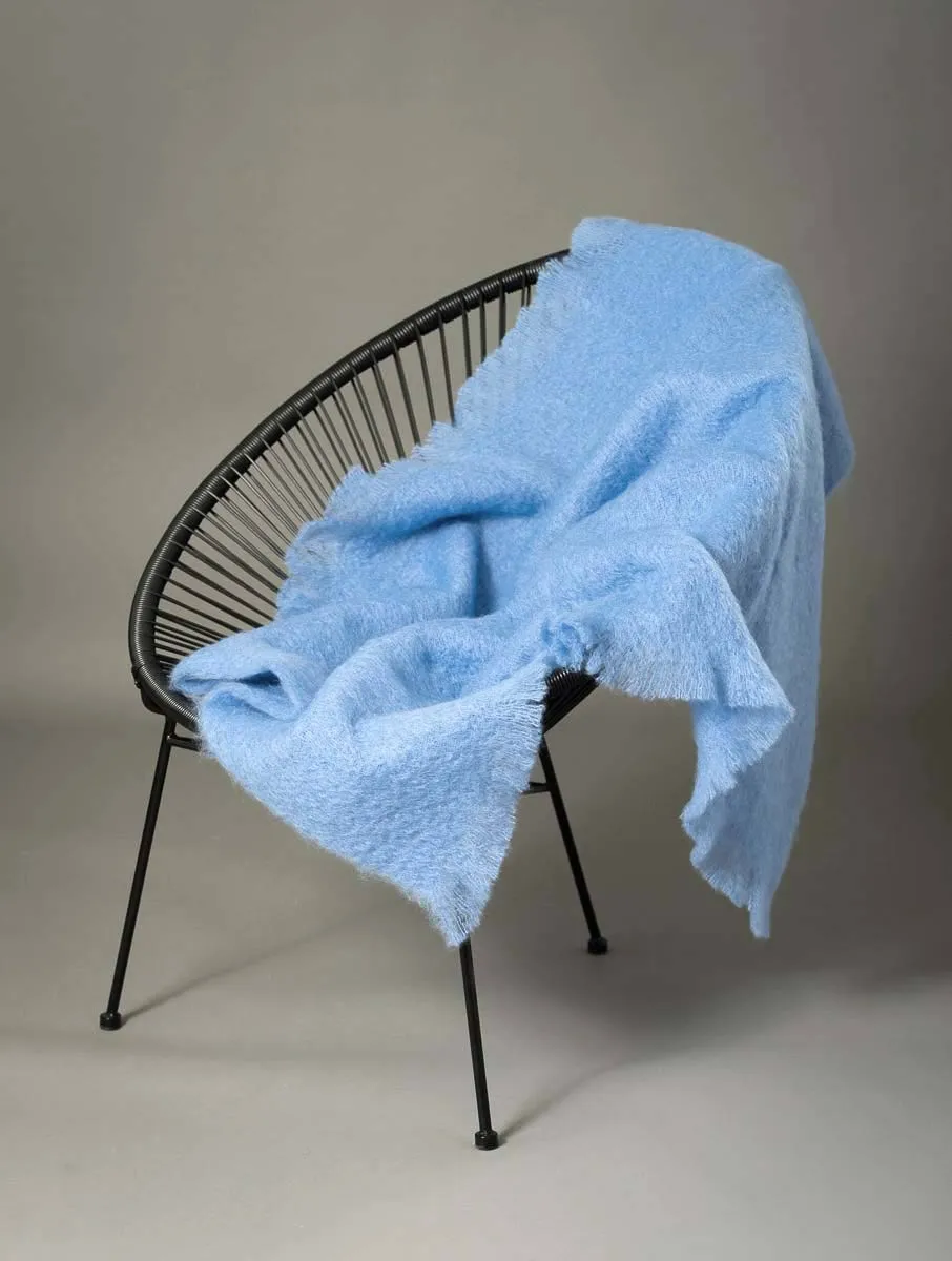 Sky Blue Mohair Throw Blanket