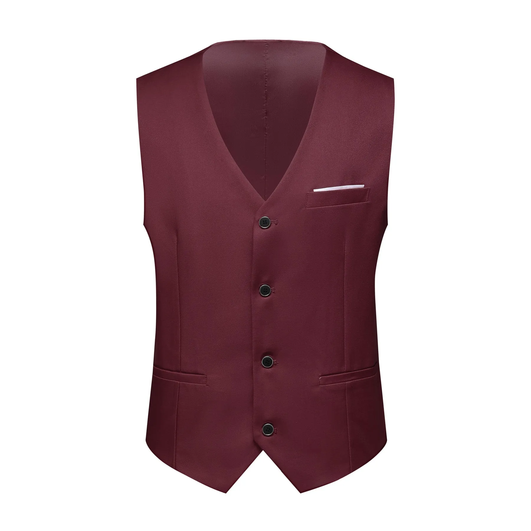 Slim Fit One Button Casual Wine Red 3-Piece Suit