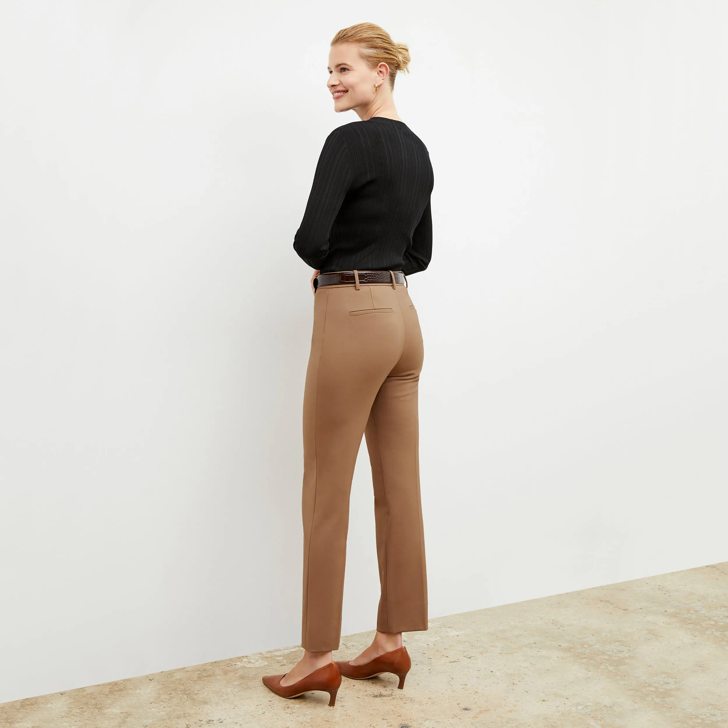 Smith Straight Trouser - Washable Wool Twill :: Camel