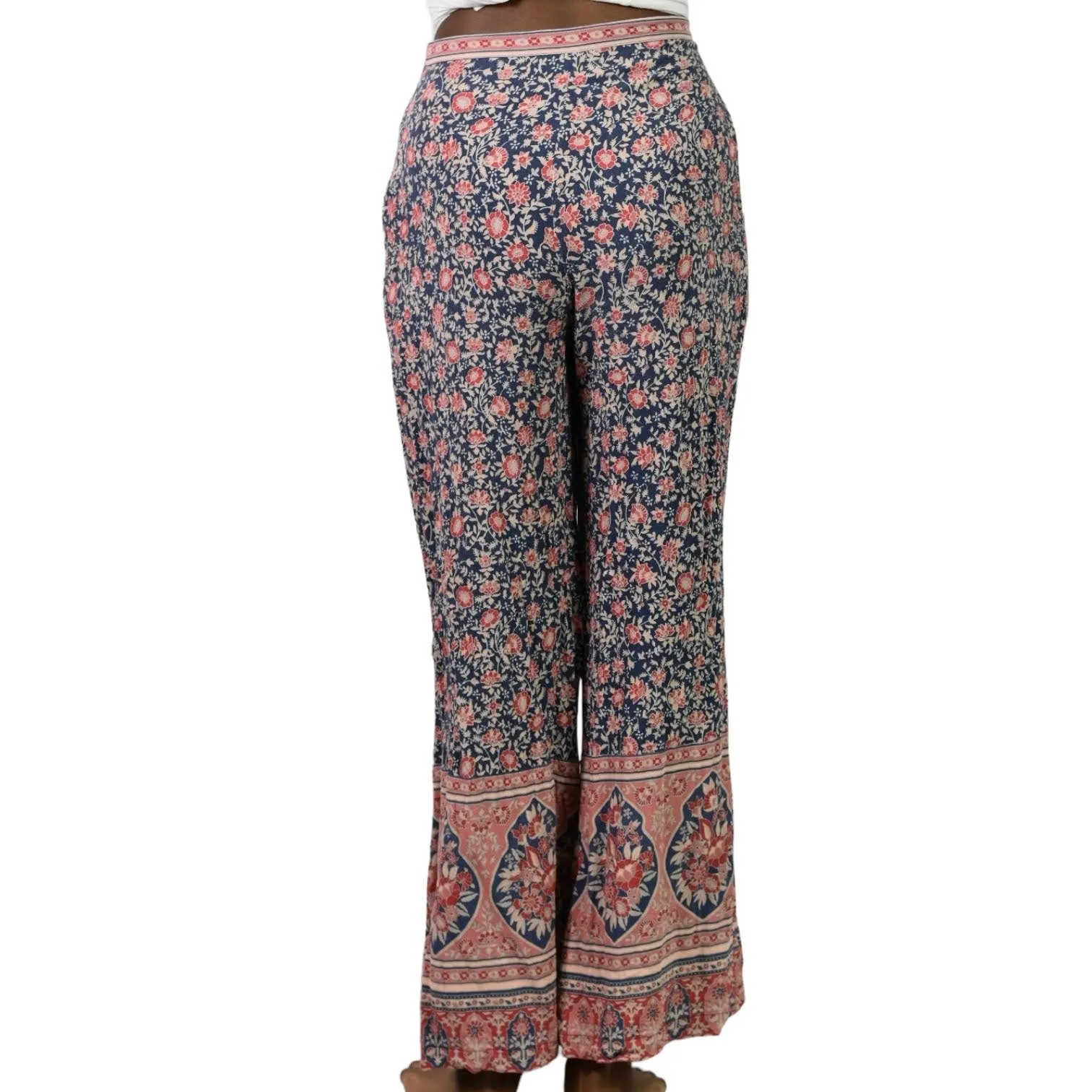 Spell and the Gypsy Flare Pants Blue Jasmine Palazzo High Waist Floral Size XS