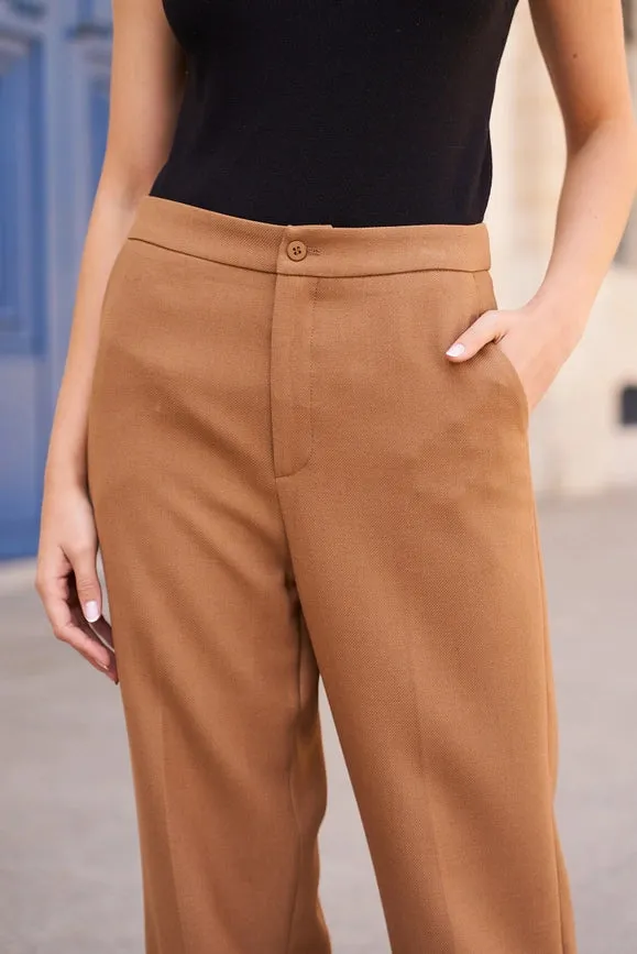 Straight Cut Pants in Winter Material Camel