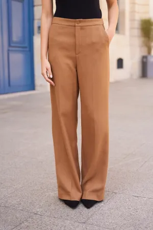 Straight Cut Pants in Winter Material Camel