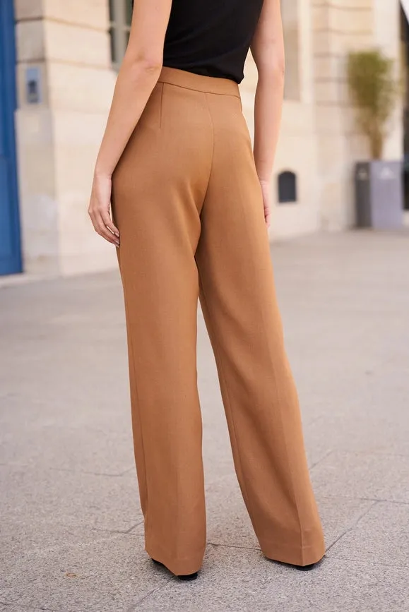 Straight Cut Pants in Winter Material Camel