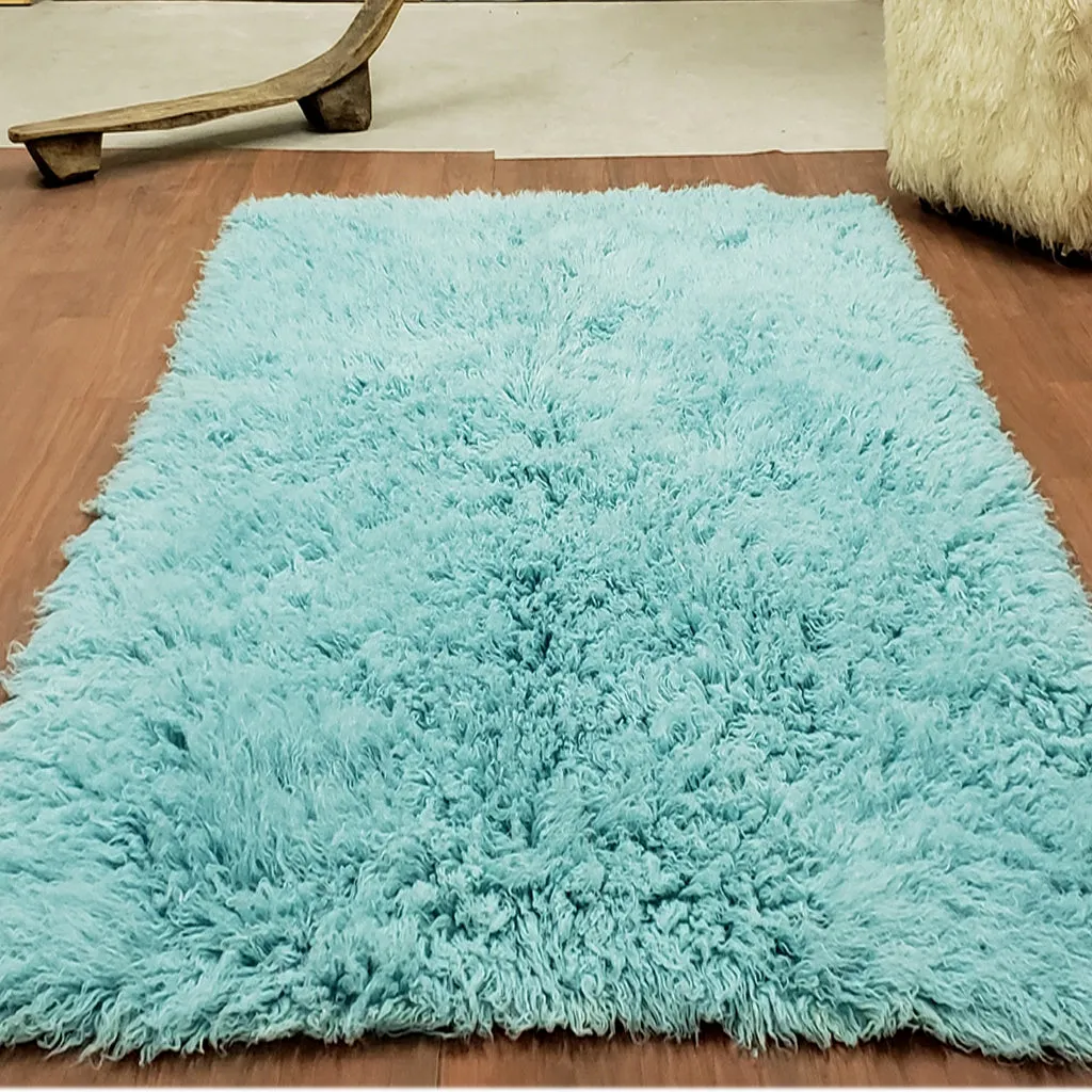 SUPER PLUSH 3X5 TURQUOISE FLOKATI RUG | THICK 3000gsm WEIGHT | LONG 3.5" PILE