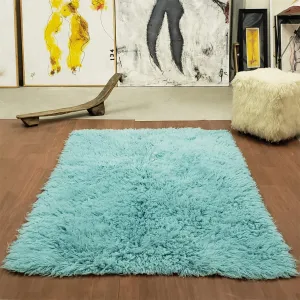 SUPER PLUSH 3X5 TURQUOISE FLOKATI RUG | THICK 3000gsm WEIGHT | LONG 3.5" PILE
