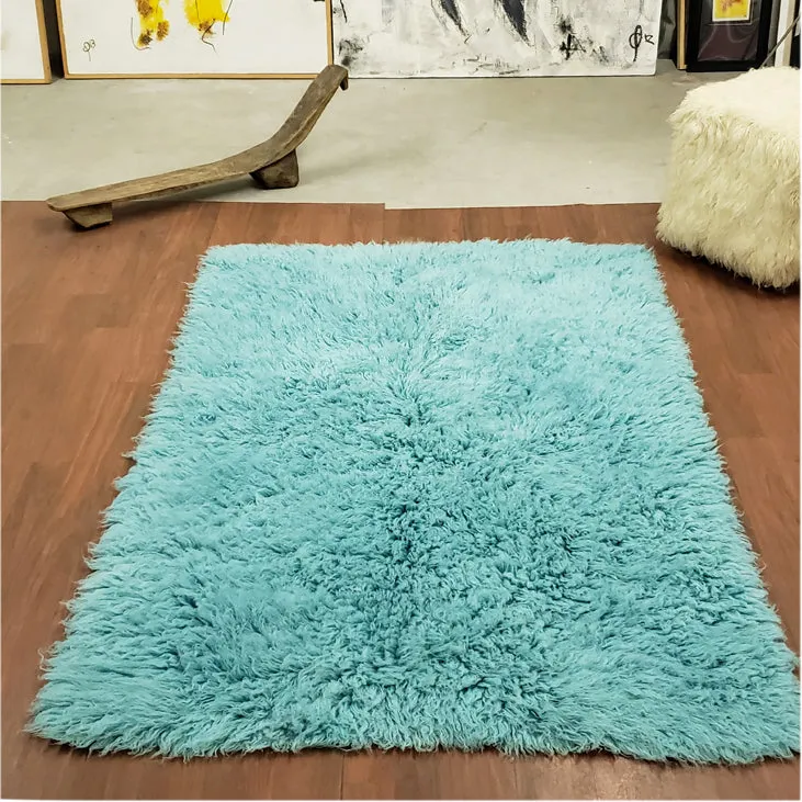 SUPER PLUSH 3X5 TURQUOISE FLOKATI RUG | THICK 3000gsm WEIGHT | LONG 3.5" PILE