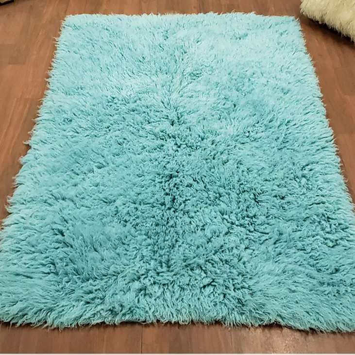 SUPER PLUSH 3X5 TURQUOISE FLOKATI RUG | THICK 3000gsm WEIGHT | LONG 3.5" PILE