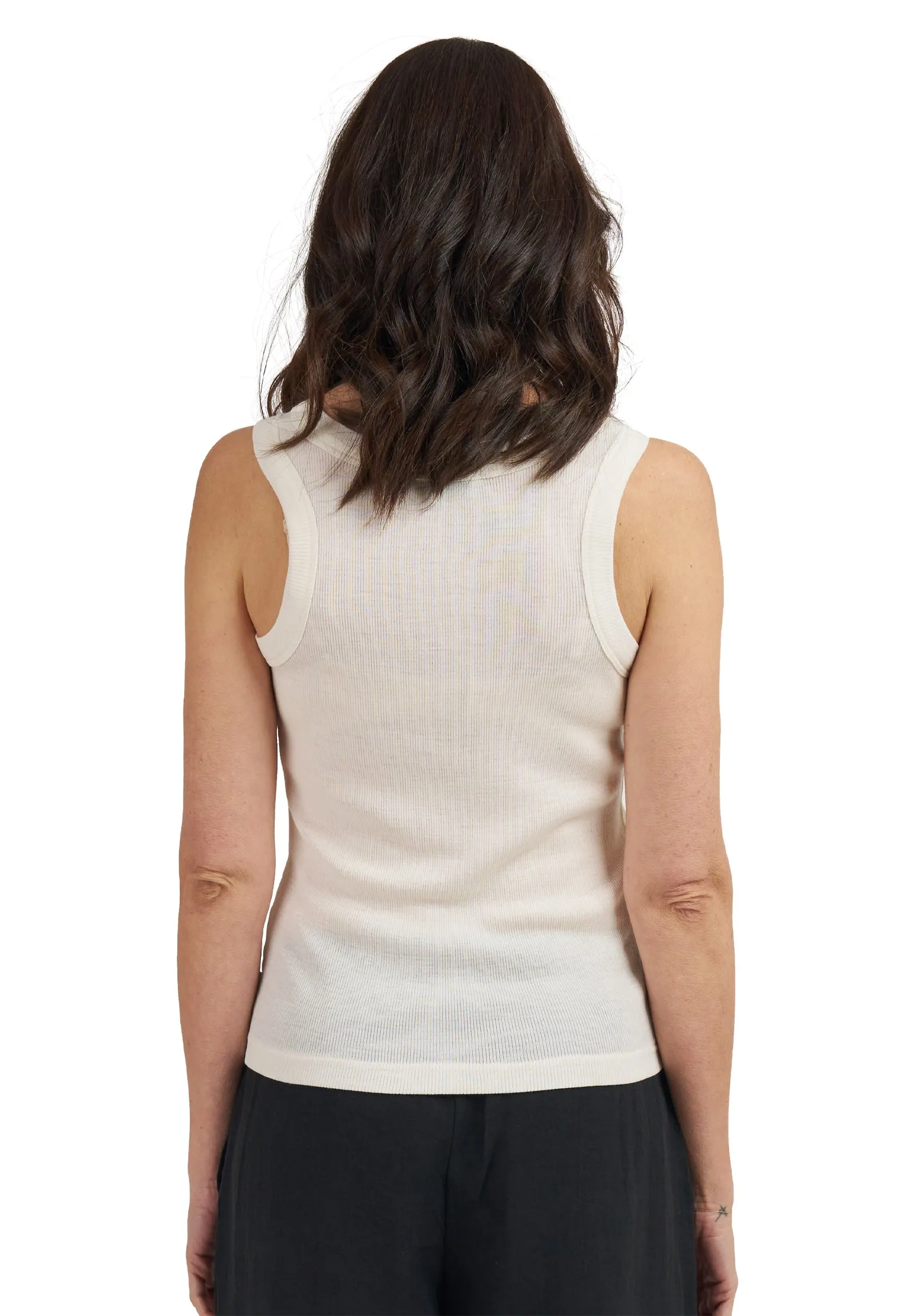 Tegan Cream White Merino Tank