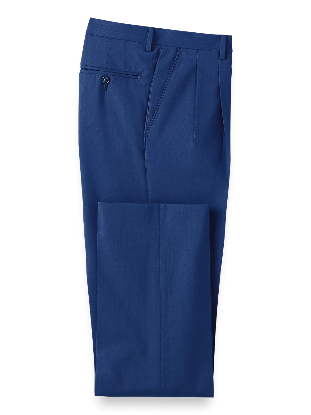 Tropical Weight Wool Pleated Pants - Blue