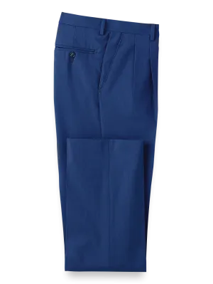 Tropical Weight Wool Pleated Pants - Blue