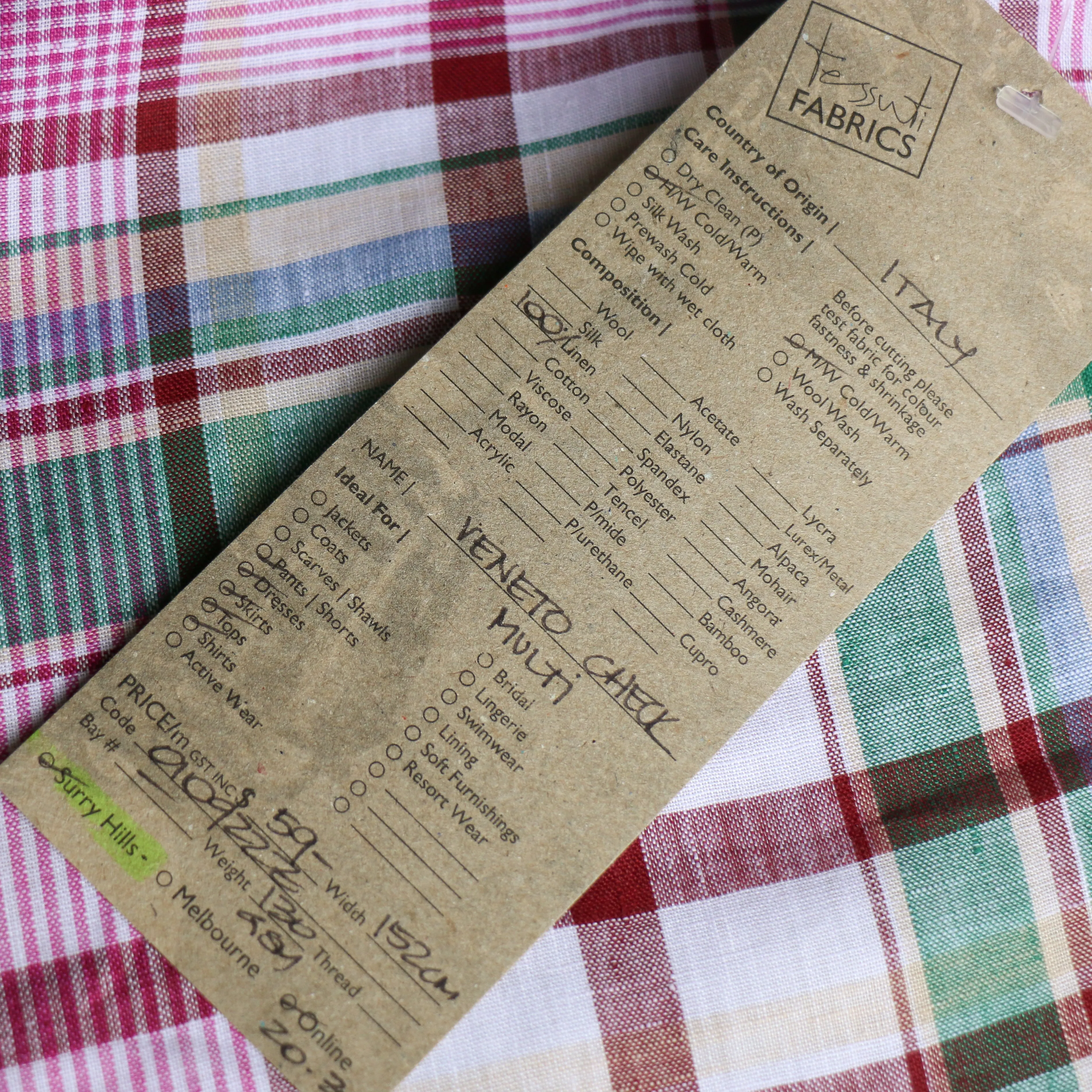 Veneto Check Multi Linen
