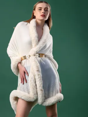 White fur shawl,  fur shawls, ideal dress fur shawl