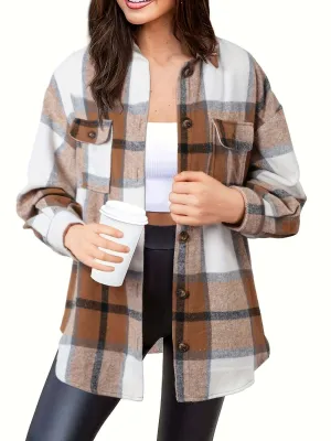 Women's Slim Wool Plaid Coat - A Winter Wardrobe Essential