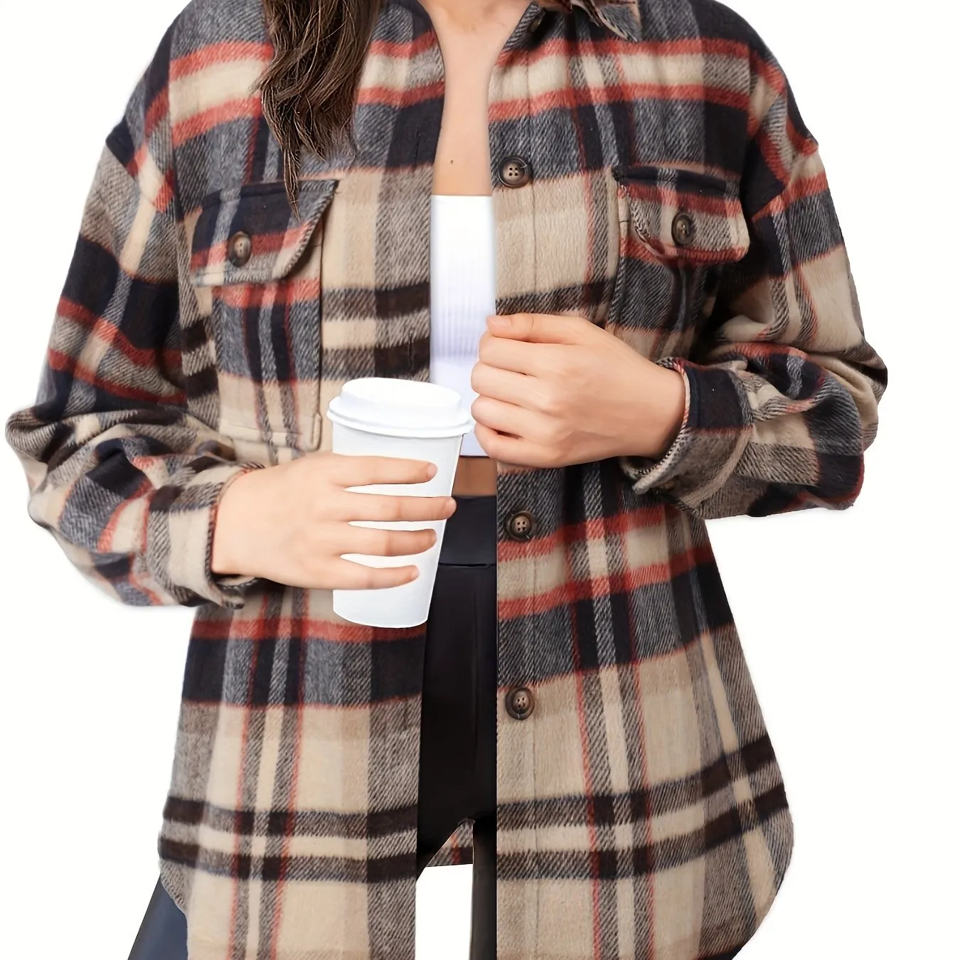 Women's Slim Wool Plaid Coat - A Winter Wardrobe Essential