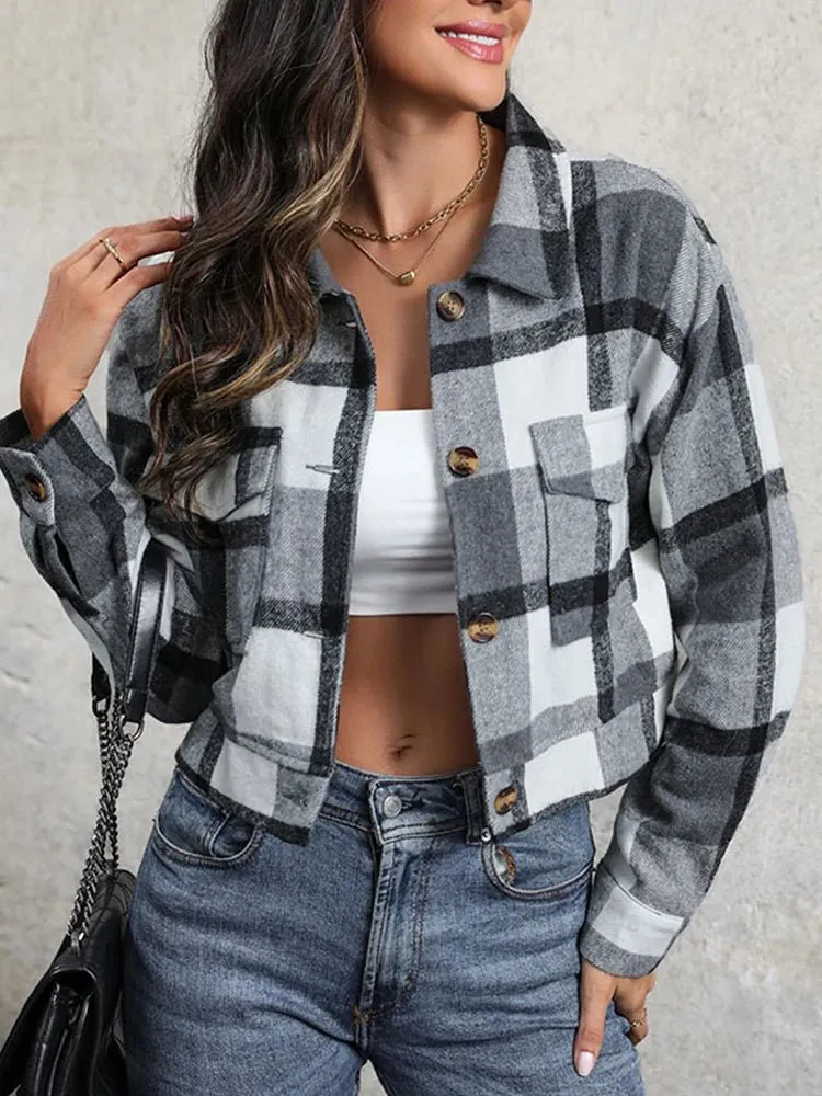Women's Slim Wool Plaid Coat - A Winter Wardrobe Essential