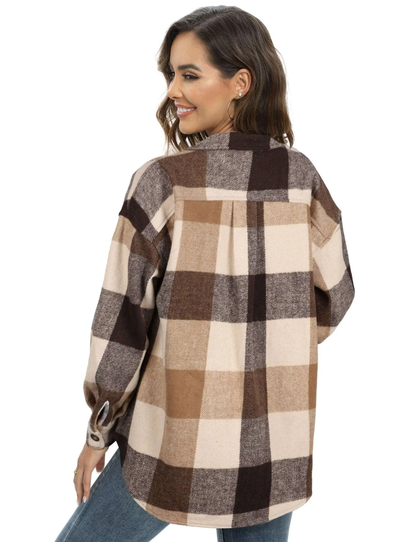 Women's Slim Wool Plaid Coat - A Winter Wardrobe Essential