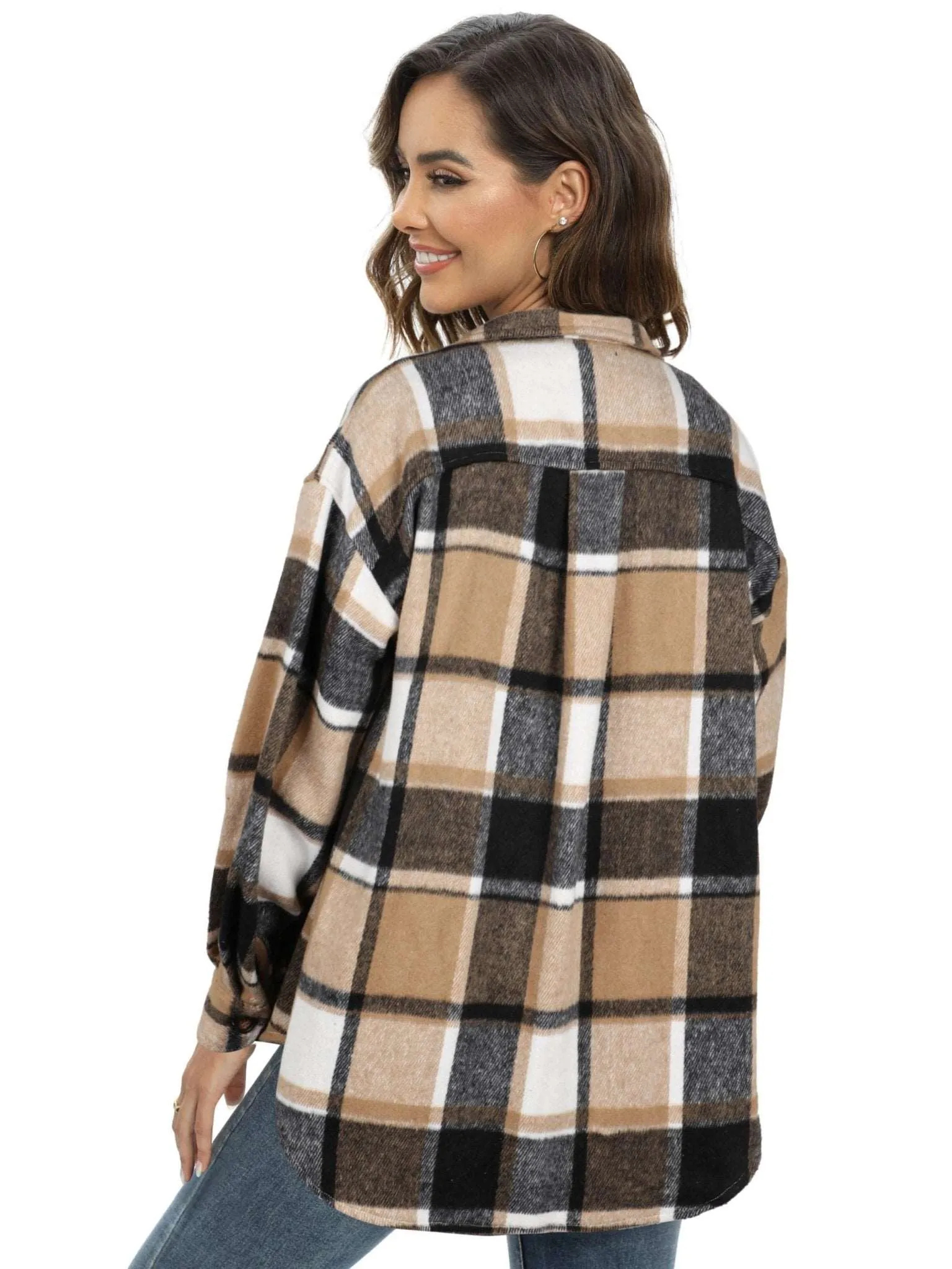 Women's Slim Wool Plaid Coat - A Winter Wardrobe Essential