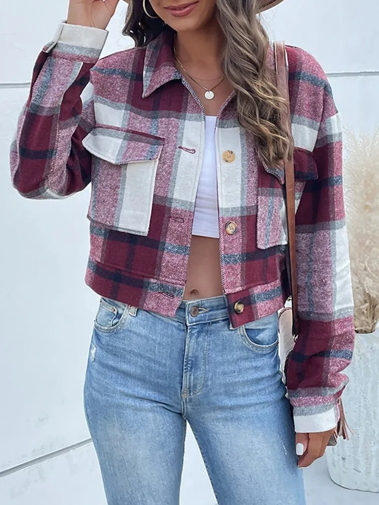 Women's Slim Wool Plaid Coat - A Winter Wardrobe Essential